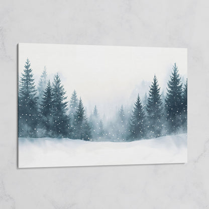 Winter Forest with Pine Trees Canvas Art on gallery wrap