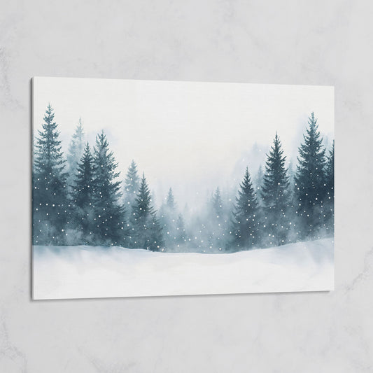 Winter Forest with Pine Trees Canvas Art on gallery wrap