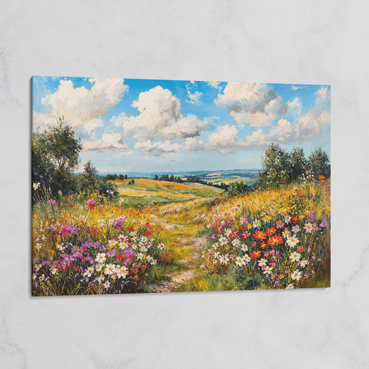Wildflower Meadow Landscape Canvas on gallery wrap