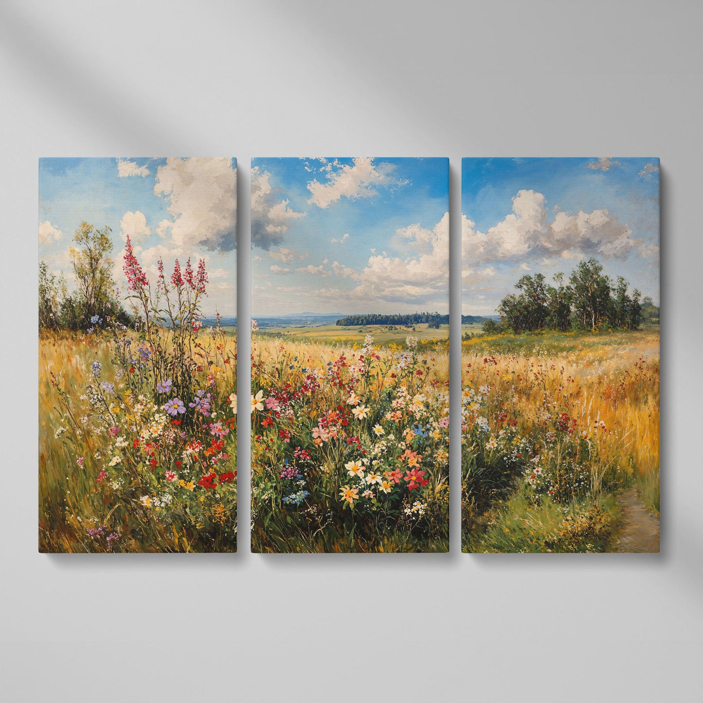 Summer Countryside Blossoms Canvas Print as 3-panel split version