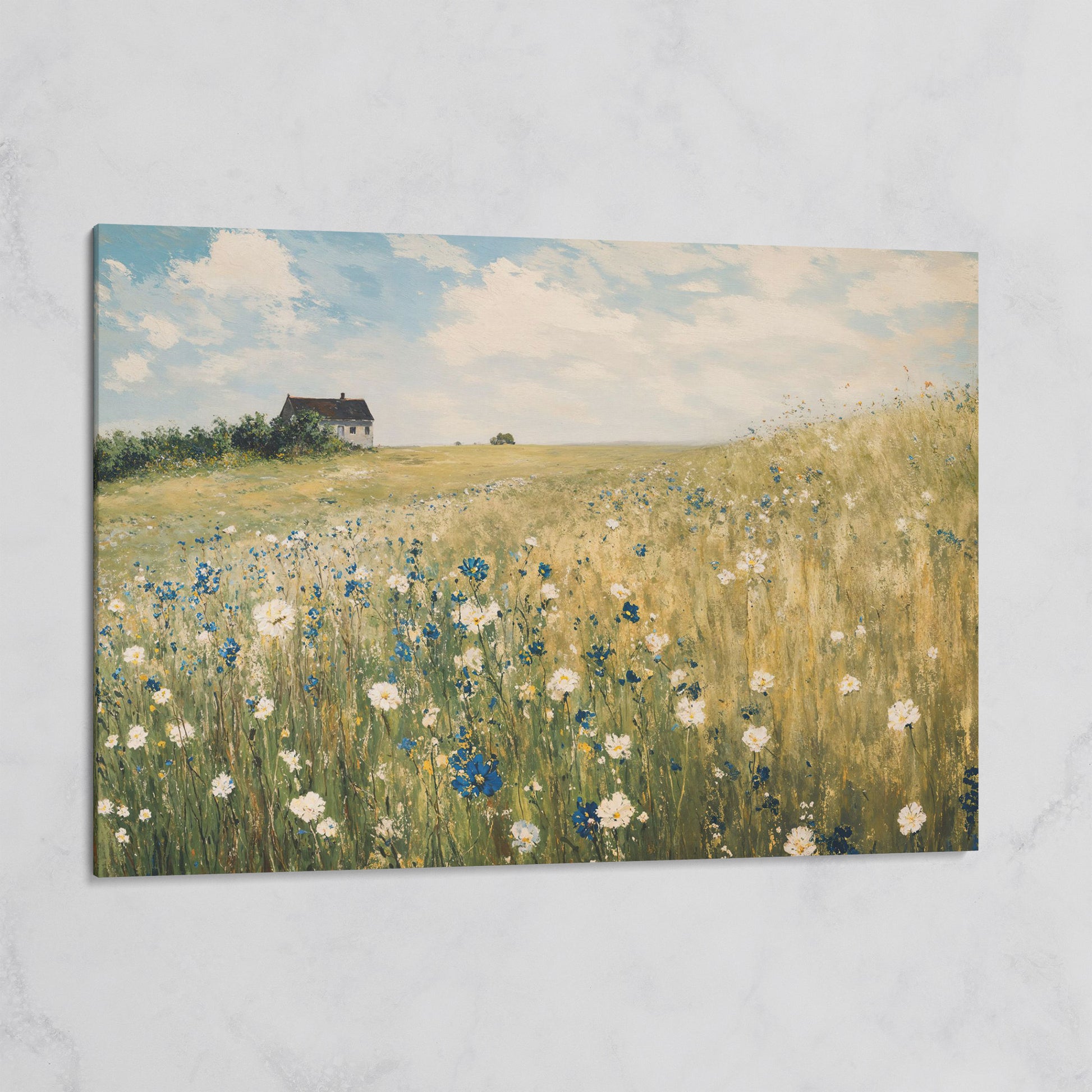 Sky Blue Wildflower Countryside Canvas on gallery wrap