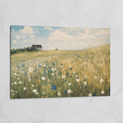 Sky Blue Wildflower Countryside Canvas on gallery wrap