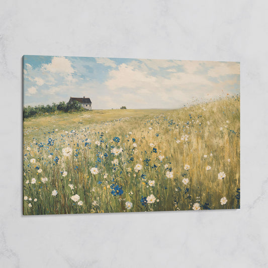Sky Blue Wildflower Countryside Canvas on gallery wrap