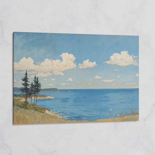 Coastal Shoreline Canvas with Dunes and Open Ocean on gallery wrap