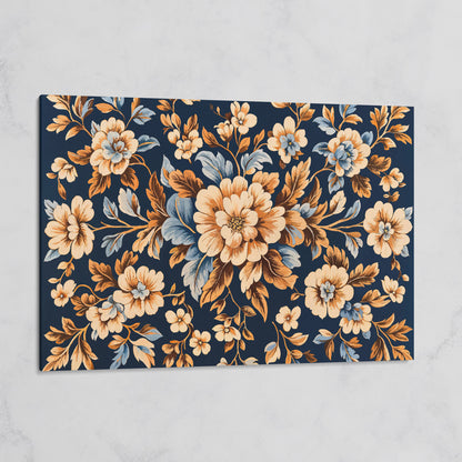 Dark Navy Vintage Floral Canvas for Bedrooms on gallery wrap