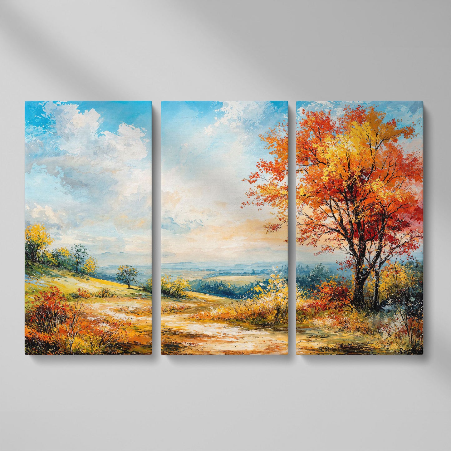 Autumn Hills Canvas Wall Art as 3-panel split version