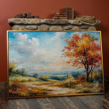 Autumn Hills Canvas Wall Art in antique gold floating frame
