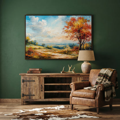 Autumn Hills Canvas Wall Art in dark walnut floating frame