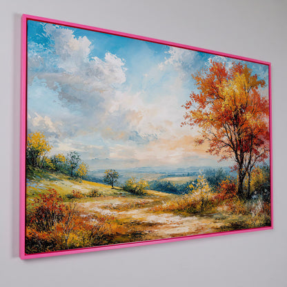 Autumn Hills Canvas Wall Art in pink floating frame
