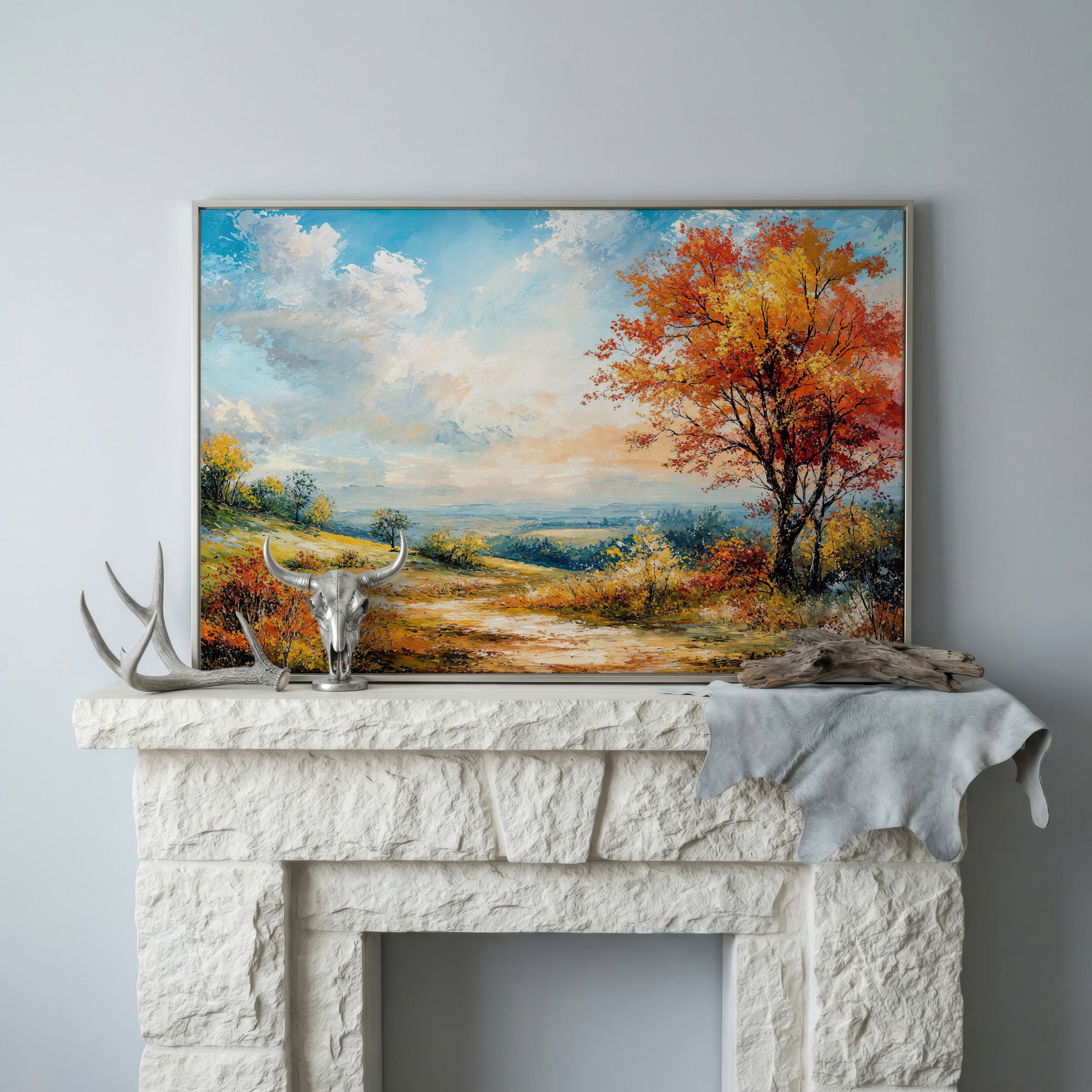Autumn Hills Canvas Wall Art in silver floating frame
