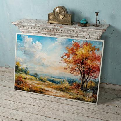 Autumn Hills Canvas Wall Art in white floating frame