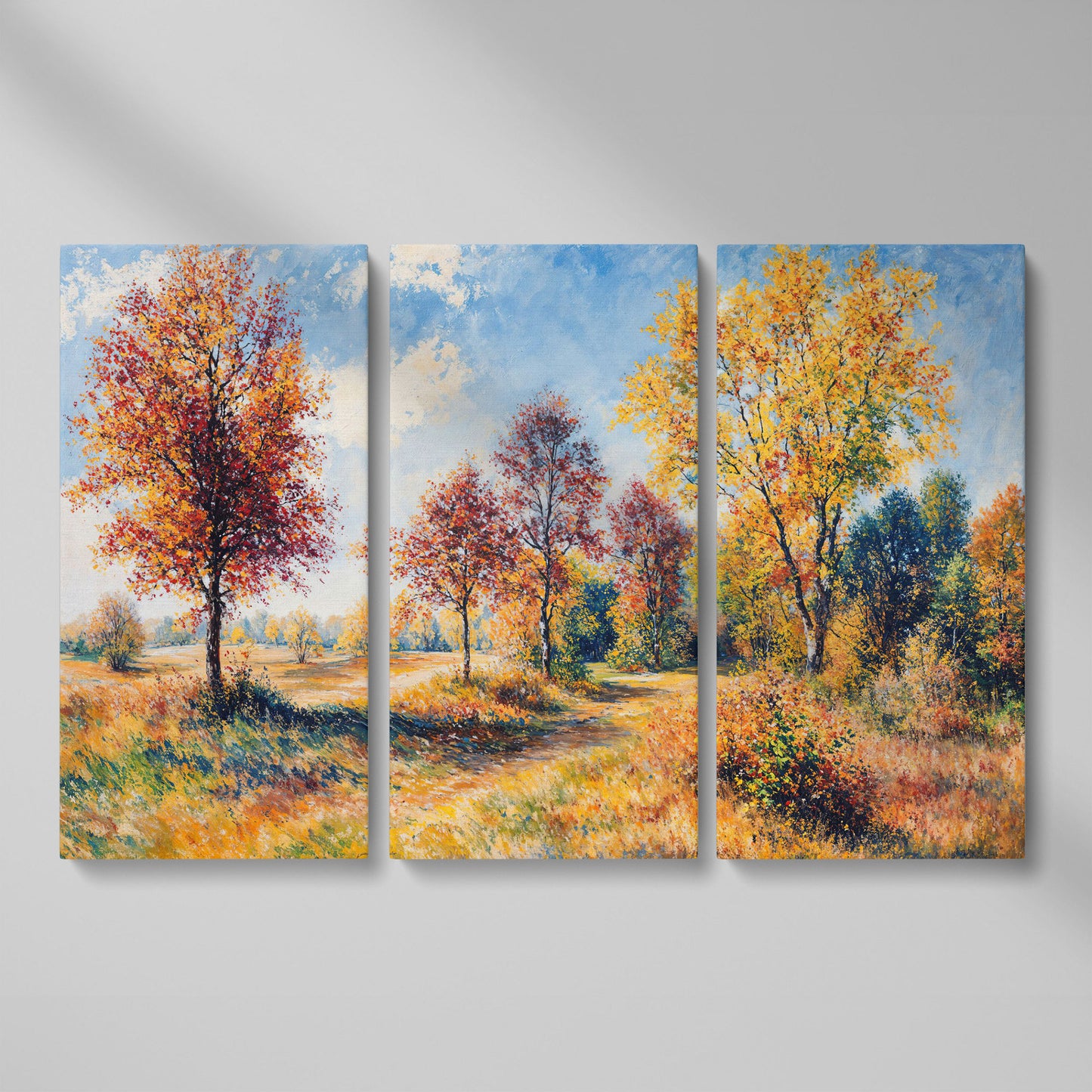 Autumn Forest Path Canvas as 3-panel split version