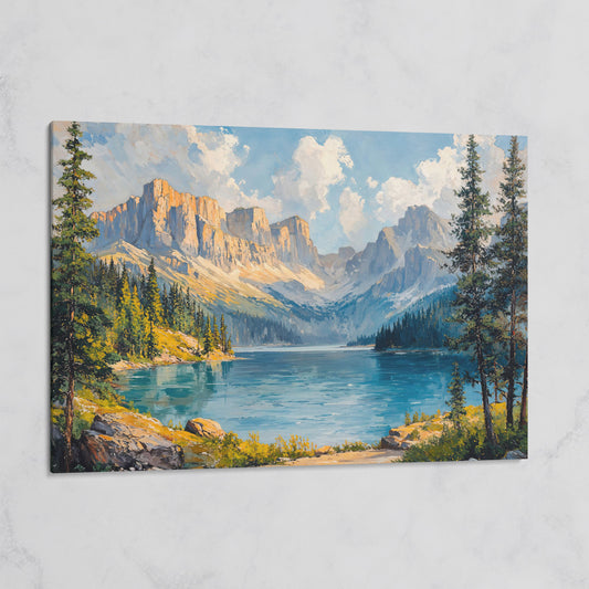 Mountain Lake Canvas Print | Large Landscape Wall Art on gallery wrap