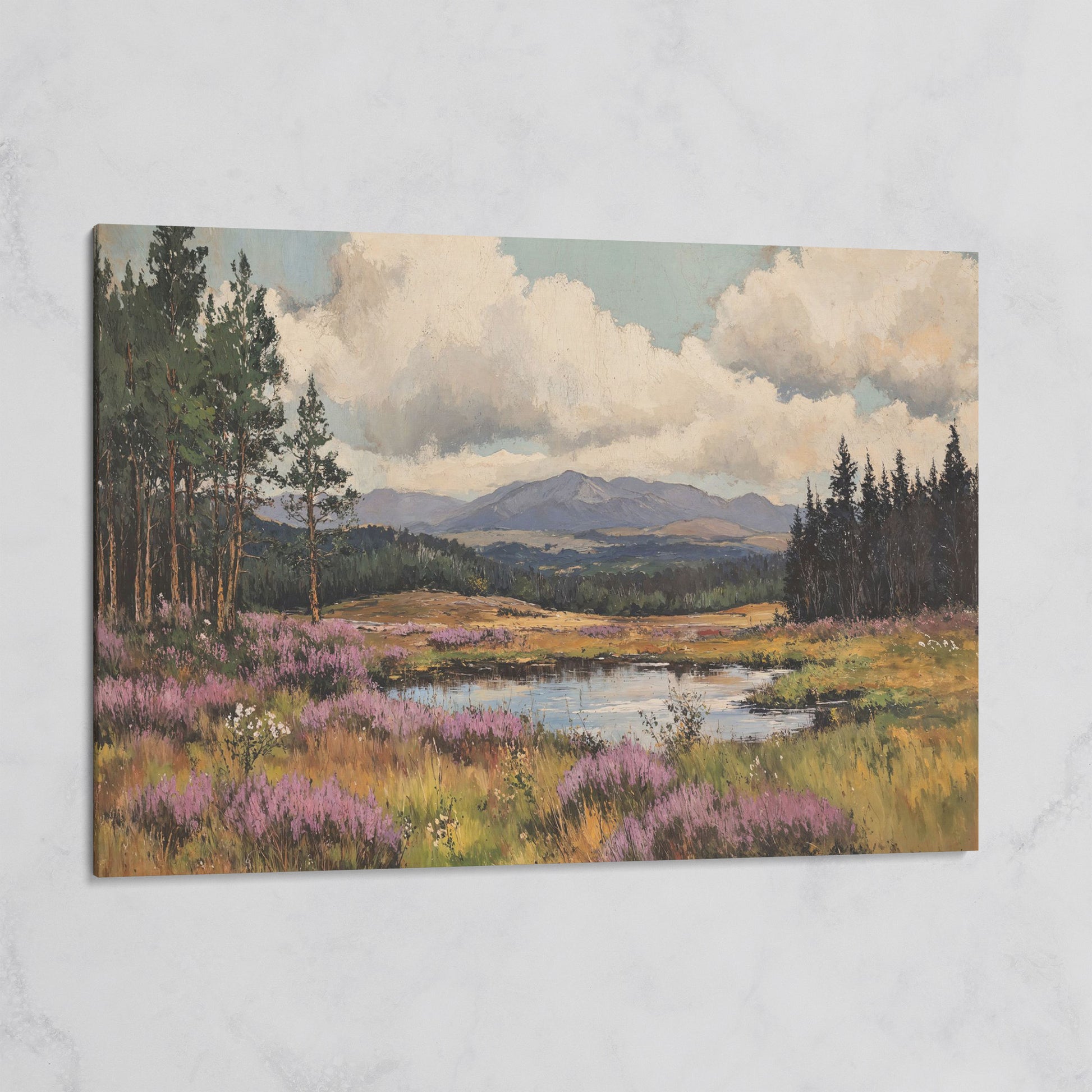 Heather Pond Landscape Canvas Print on gallery wrap