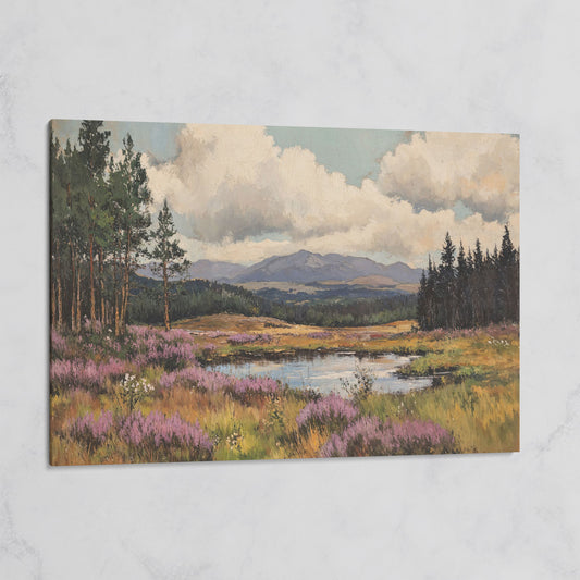 Heather Pond Landscape Canvas Print on gallery wrap
