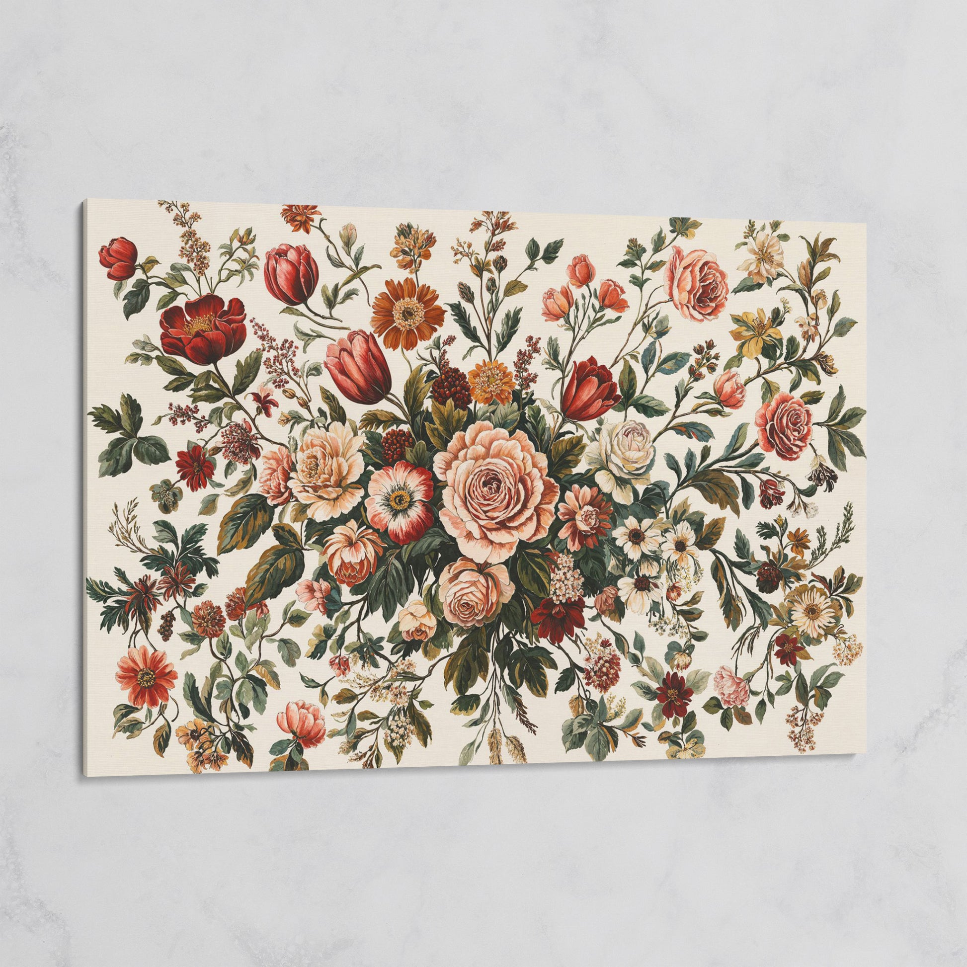 Romantic Rose and Tulip Bouquet Canvas on gallery wrap