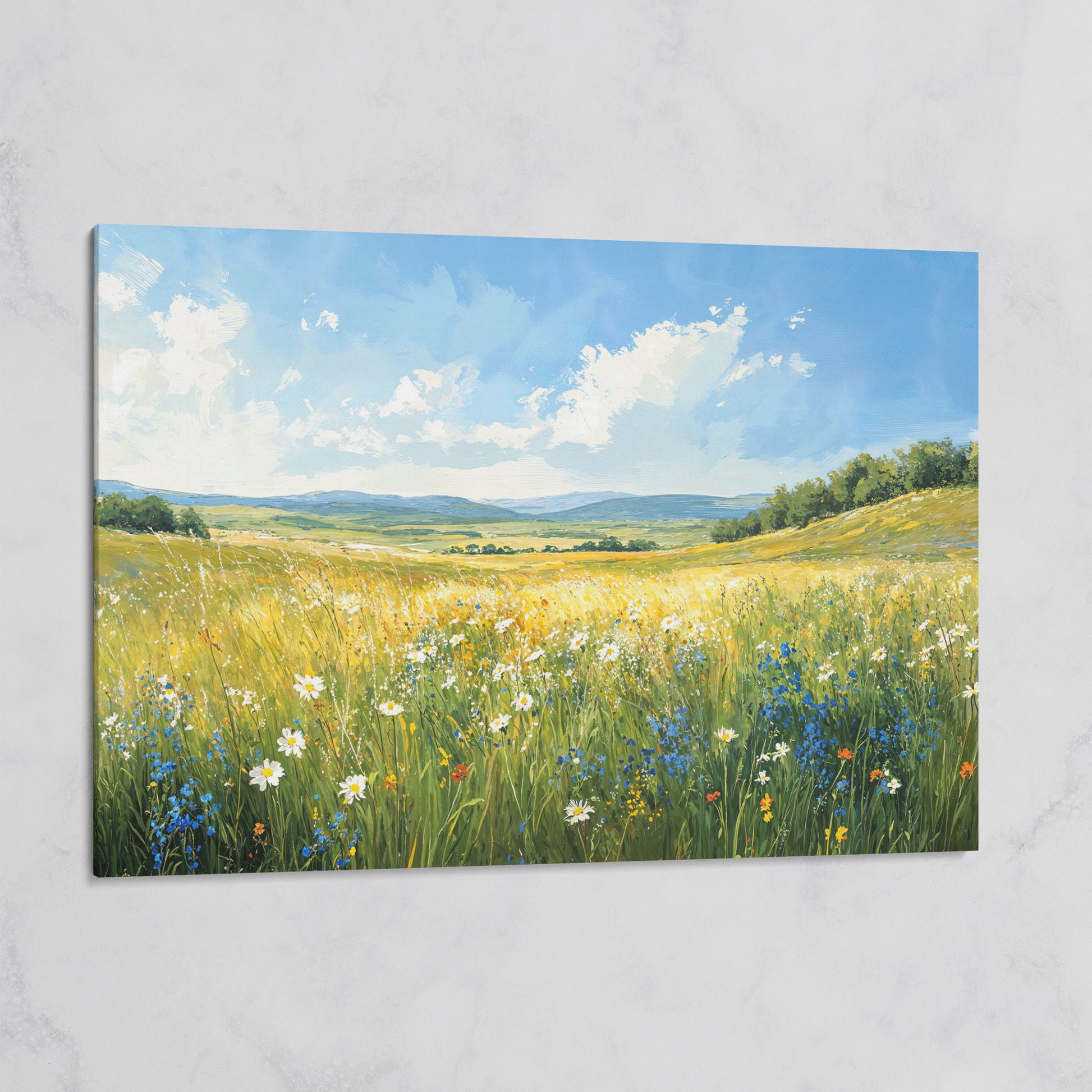 Serene Countryside with Wildflowers Canvas on gallery wrap