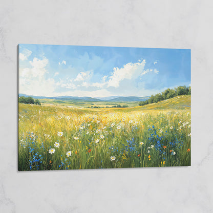 Serene Countryside with Wildflowers Canvas on gallery wrap