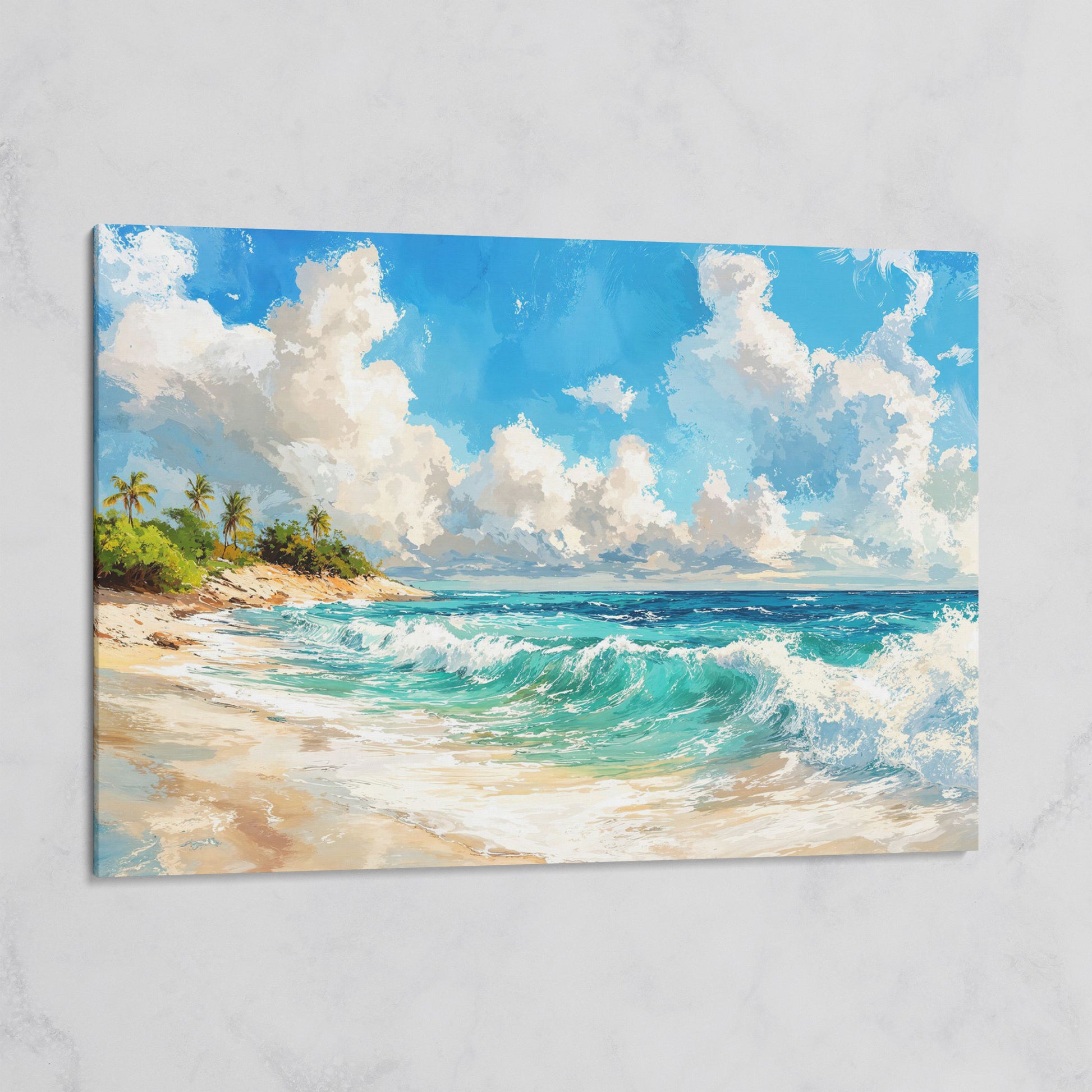 Serene Beach Landscape Canvas Print for Coastal Decor on gallery wrap