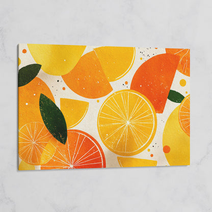 Citrus Grove: Abstract Orange and Lemon Canvas Wall Art on gallery wrap