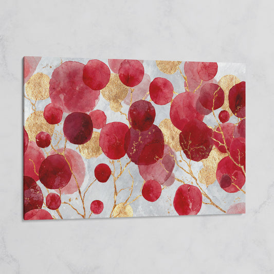 Abstract Botanical Watercolor Canvas Art with Gold Accents on gallery wrap