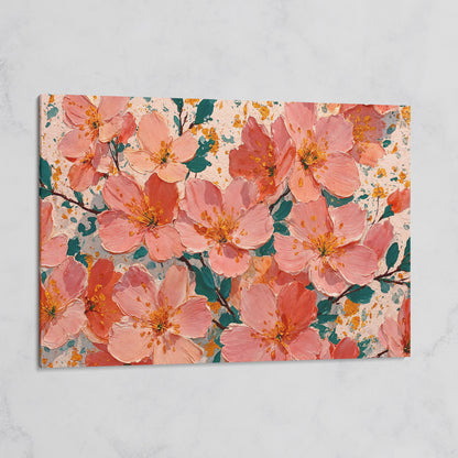 Pink Blossom Branch Canvas Wall Art. Floral Canvas Print on gallery wrap
