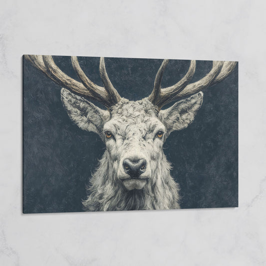 Big Antler Stag Portrait Canvas Wall Art on gallery wrap