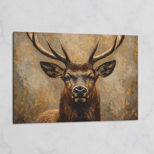 Stag Portrait Canvas Wall Art, Large Deer with Antlers on gallery wrap
