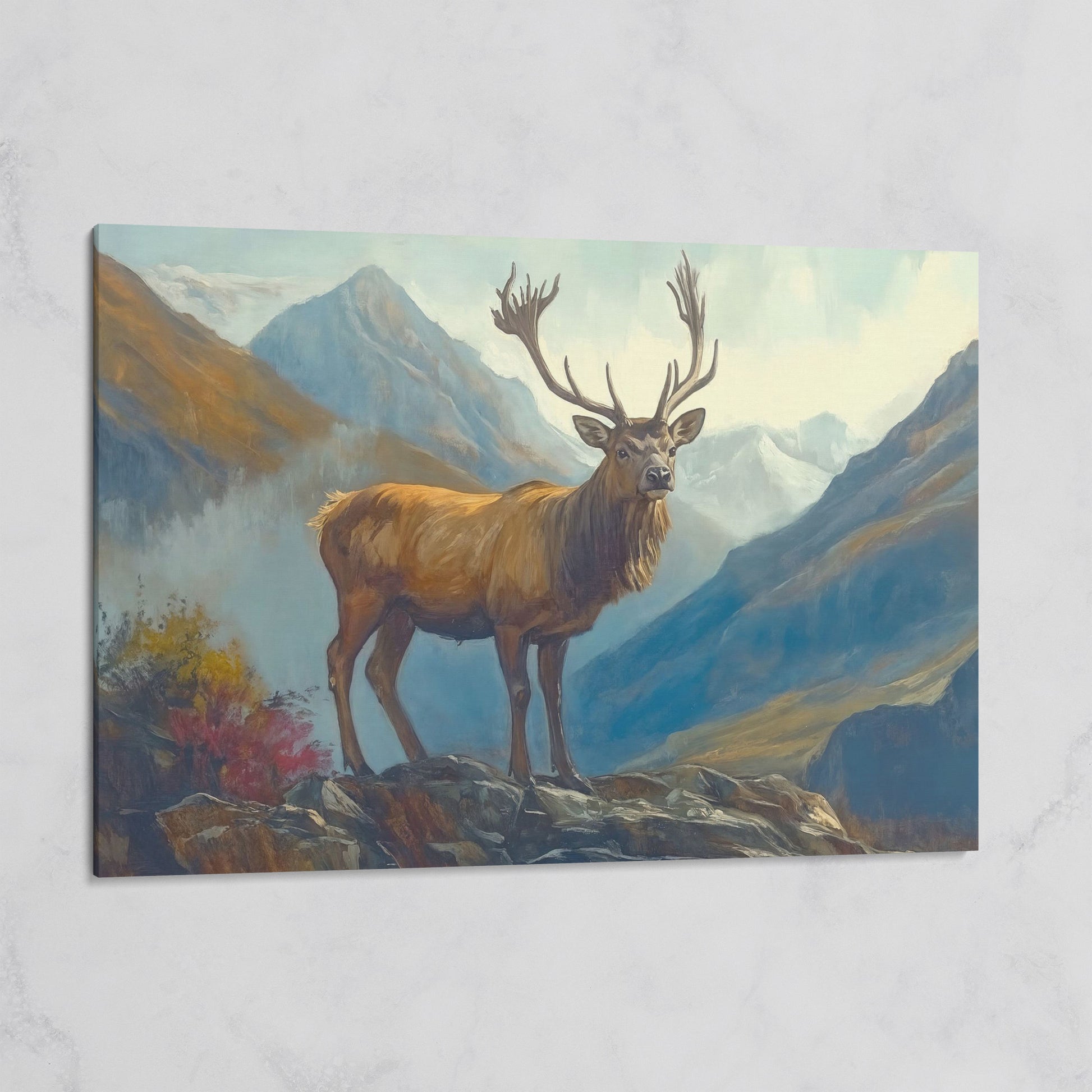 Stag on Rocky Mountain Terrain Canvas Wall Art on gallery wrap