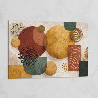 Abstract Geometric Shapes Canvas Wall Art, Earth Tones on gallery wrap
