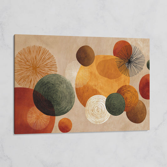Abstract Circles and Geometric Shapes Canvas Wall Art on gallery wrap