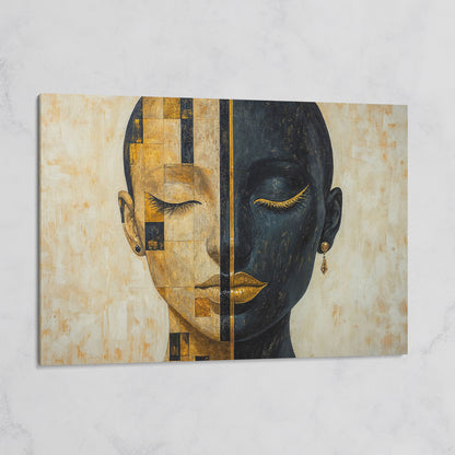 Split Portrait: Abstract Woman Canvas Wall Art on gallery wrap