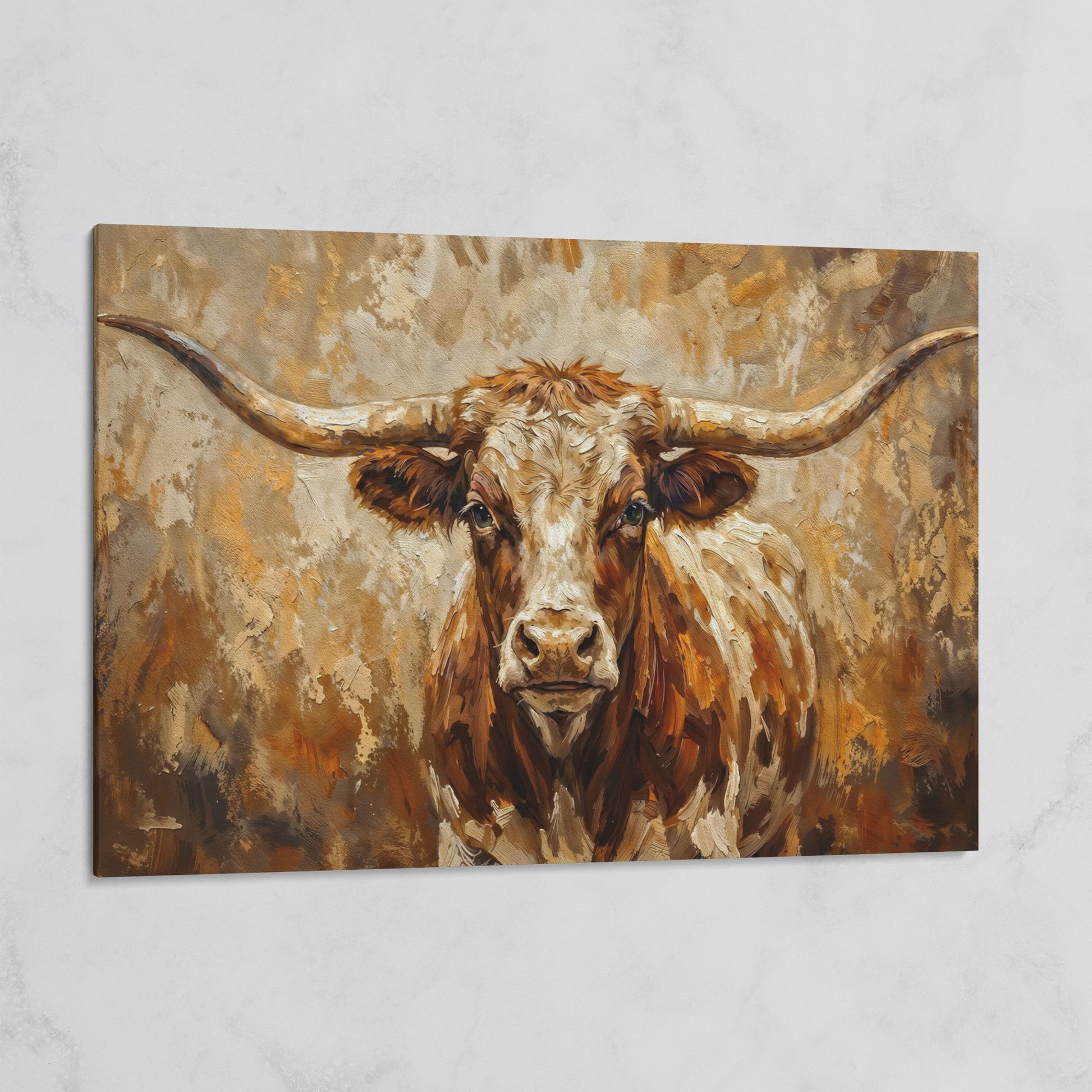 Texas Longhorn Bull Portrait Canvas Wall Art on gallery wrap