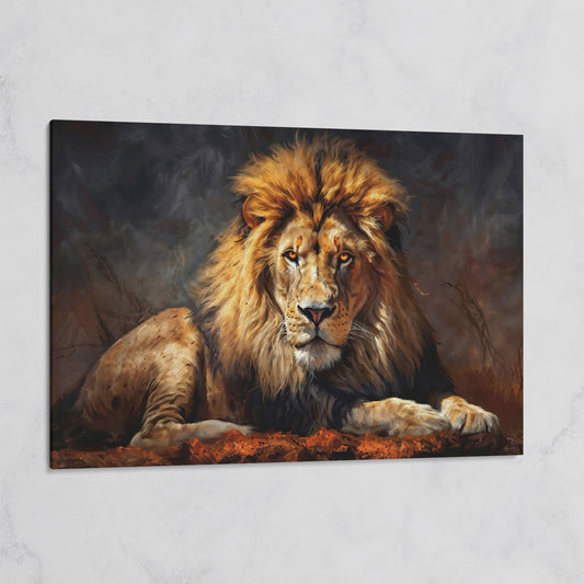 Lion at Rest. Close-Up Mane Portrait Canvas Wall Art on gallery wrap