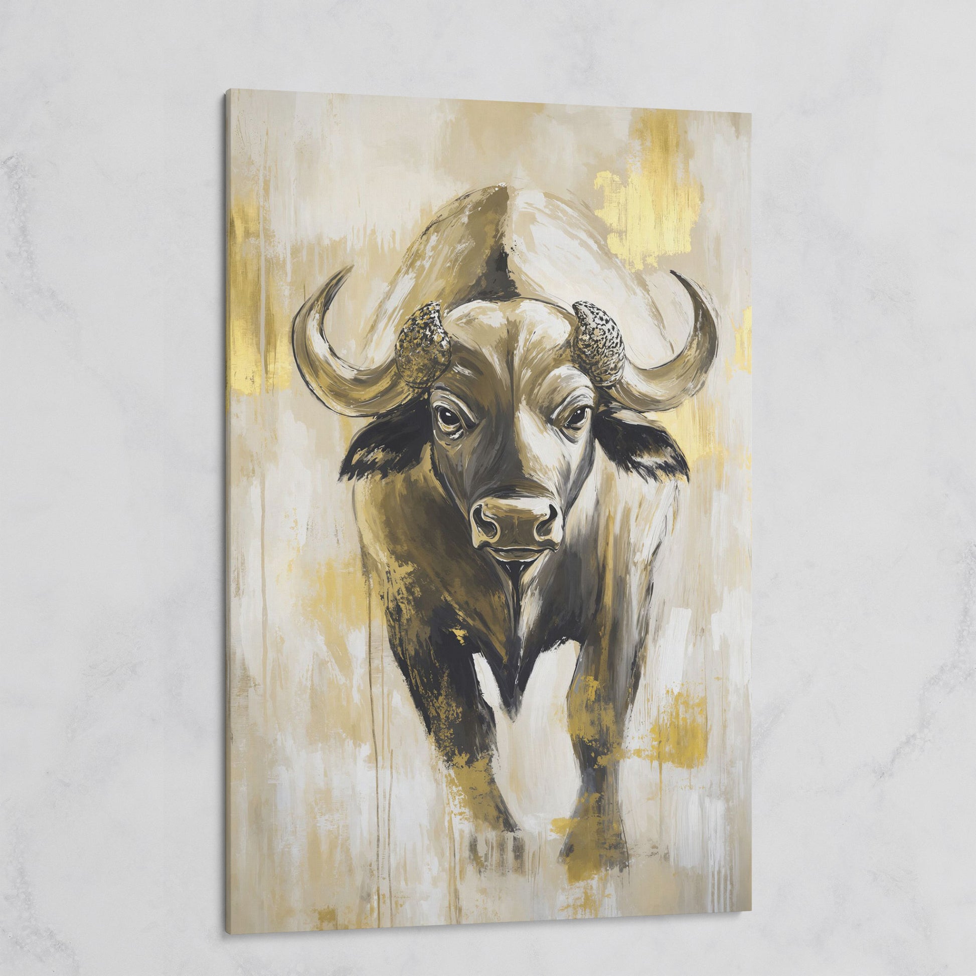 African Buffalo Portrait Canvas Wall Art on gallery wrap
