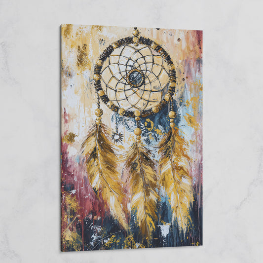Dreamcatcher Canvas Wall Art, Bohemian Portrait Print on gallery wrap