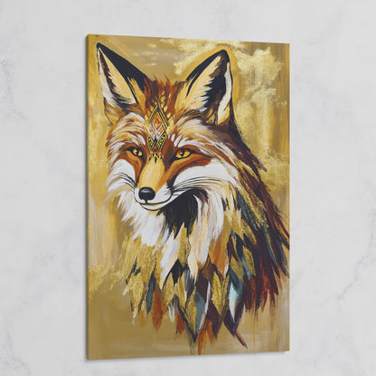 Decorative Fox Portrait Canvas Wall Art on gallery wrap
