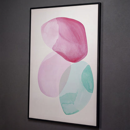 Abstract Shapes Canvas Wall Art, Portrait Print shown in black floating frame