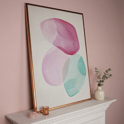 Abstract Shapes Canvas Wall Art, Portrait Print in rose gold floating frame