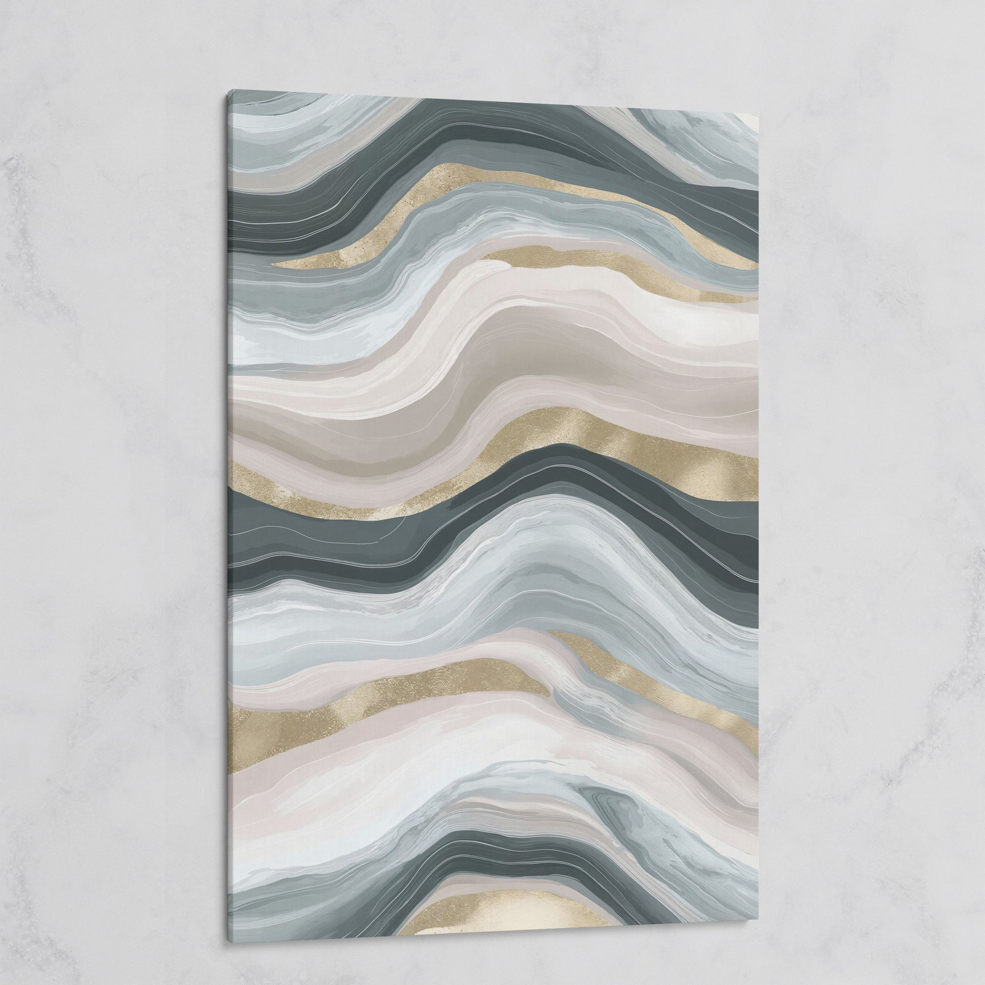 Abstract Wavy Lines Canvas Wall Art, Portrait Print on gallery wrap