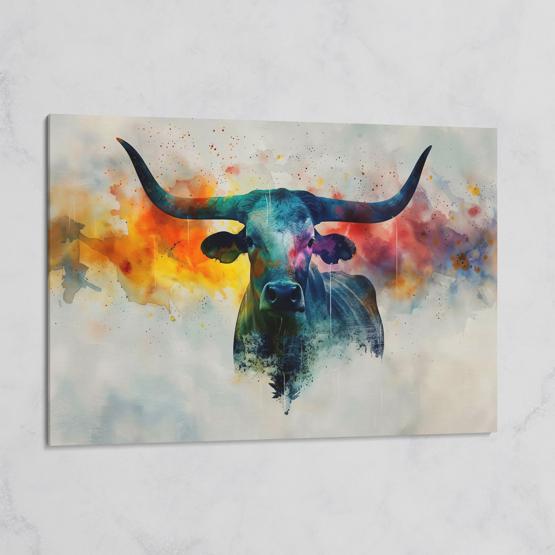 Abstract Longhorn Bull Canvas Print on gallery wrap