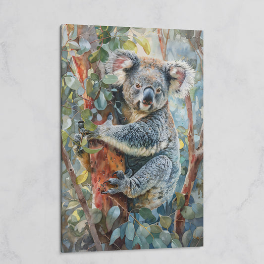 Koala on Eucalyptus Tree Canvas Wall Art on gallery wrap