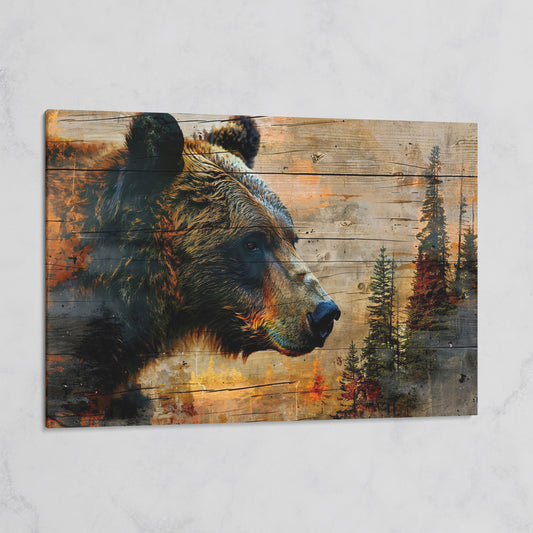 Intense Bear Portrait Canvas on gallery wrap