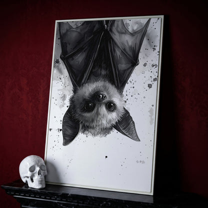 Bat Canvas Print for Nursery Walls in white floating frame