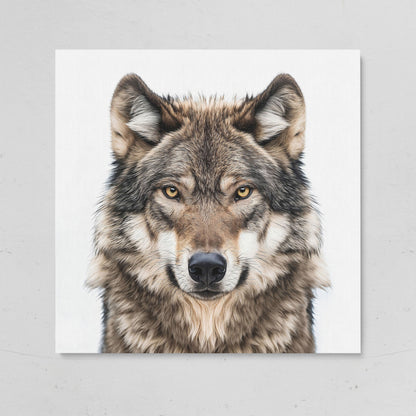 Wolf Face Close-Up Canvas Wall Art, Square Sizes 16" to 55" on gallery wrap