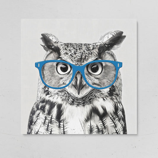 Owl With Glasses Canvas Print on gallery wrap