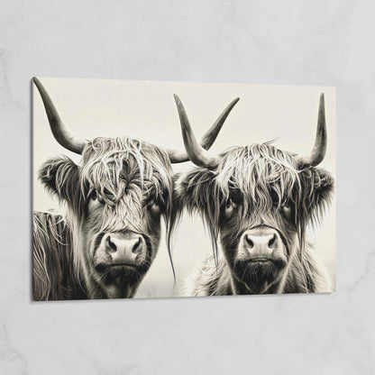Two Highland Cows Up Close, Canvas Wall Art on gallery wrap
