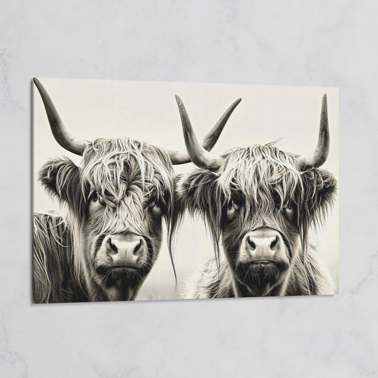 Two Highland Cows Up Close, Canvas Wall Art on gallery wrap
