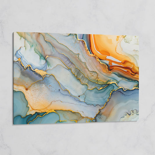 Fluid Abstract Canvas Art, Organic Shapes in Motion, Landscape on gallery wrap