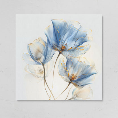 Blue Flowers Abstract Canvas on gallery wrap